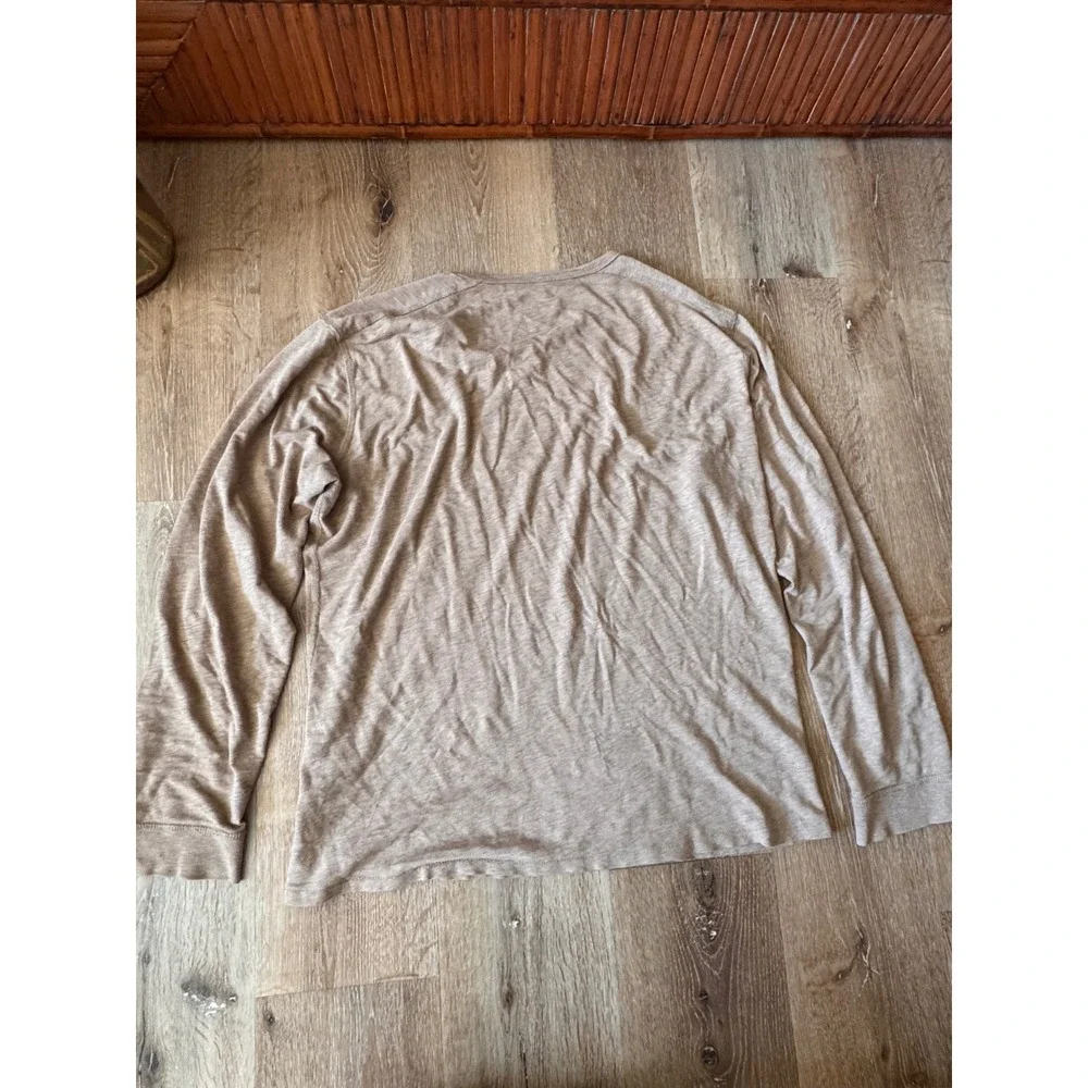 J. Crew Mens Tan Camel‎ Long Sleeve Slub Cotton Knit T-Shirt Size L